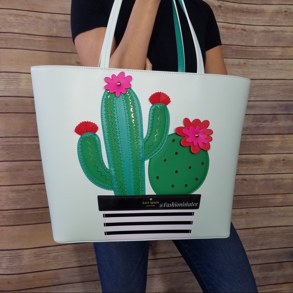 NWT KATE SPADE HORIZONS CACTUS LARGE TOTE BAG - Picture 3 of 7
